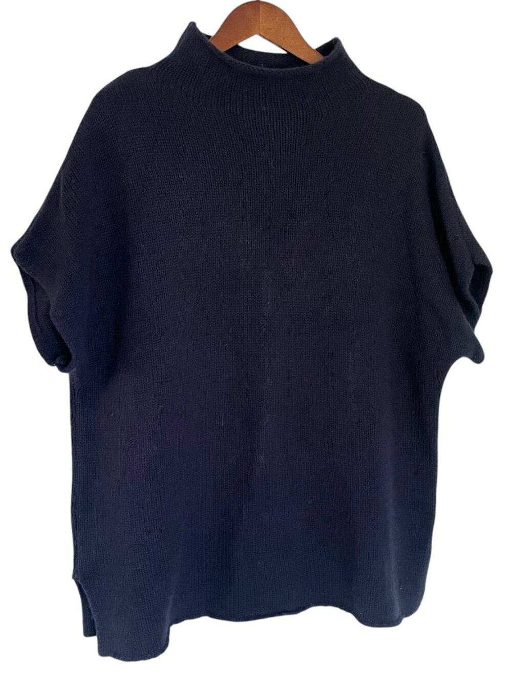 FourTwelve Studio 412 Mock Neck Sweater M/L Medium Large Navy Blue 100% Cashmere